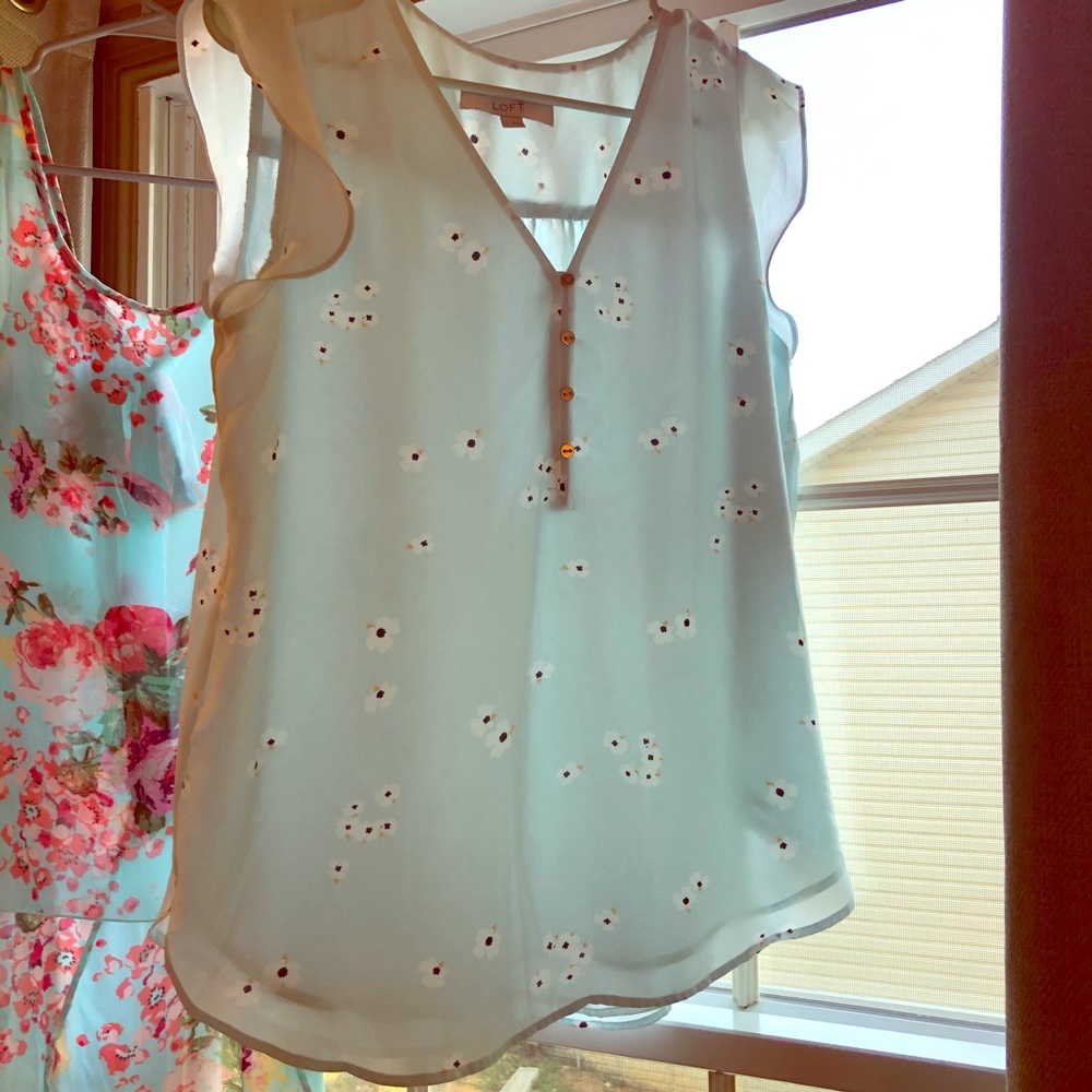 Ann Taylor Loft blue shirt with flowers